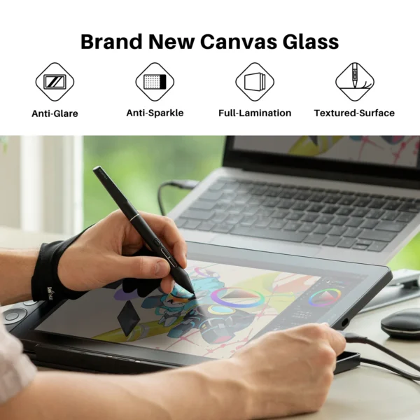Huion Kamvas 13 Gen 3 Drawing Display 13.3" Art Tablet+Anti-sparkle Canvas Glass, 99% sRGB, PenTech 4.0 16384 Pen Pressure - Image 2