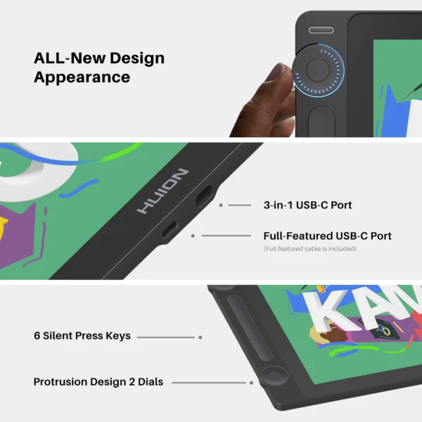 HUION Kamvas 16 (Gen 3) Drawing Tablet with Screen 15.8 Inch Canvas Glass Graphic Drawing Monitor 99%sRGB 16384 PenTech 4.0 - Image 2