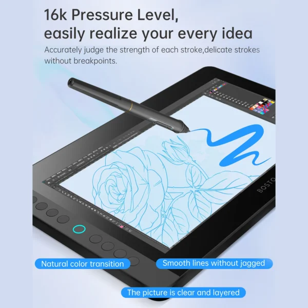 BOSTO BT-13HDK Portable Graphics Drawing Tablet 13.3 Inch H-IPS LED Screen Display Digital Art Drawing Pad 16K Pressure Level - Image 5