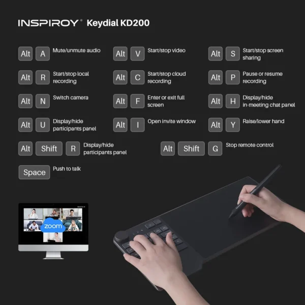 HUION KD200 Wireless Drawing Tablet Inspiroy Keydial Bluetooth Graphic Tablet+Keyboard Dial 5 Customized Express Keys 8.9x5.6 - Image 4