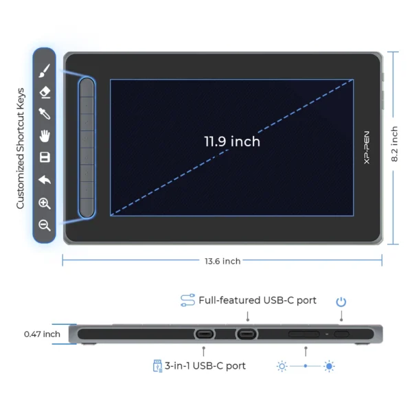 XPPen Artist 12 2nd Gen 12 Inch Graphic Tablet Monitor 8192 Levels 60 Tilt X3 Stylus Art Drawing Tablet For Android Windows Mac - Image 2